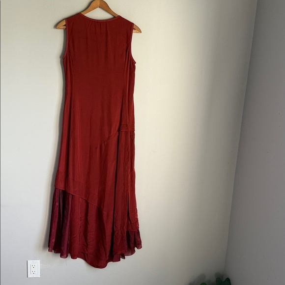 marithe francois girbaud Sleeveless Asymmetrical Hem Maxi Dress in Rust Red 2S - Picture 5 of 12